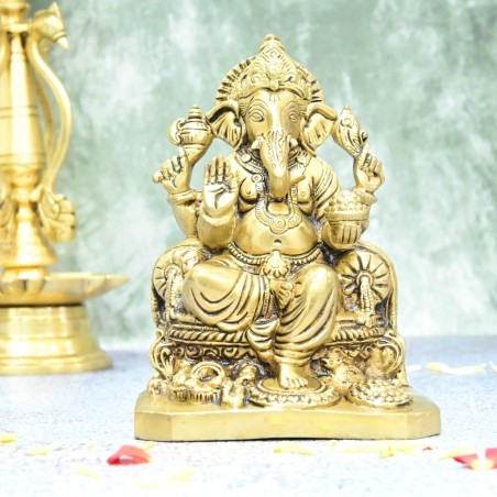 Brass Murti Idiol Ganesh ji ( 6``)